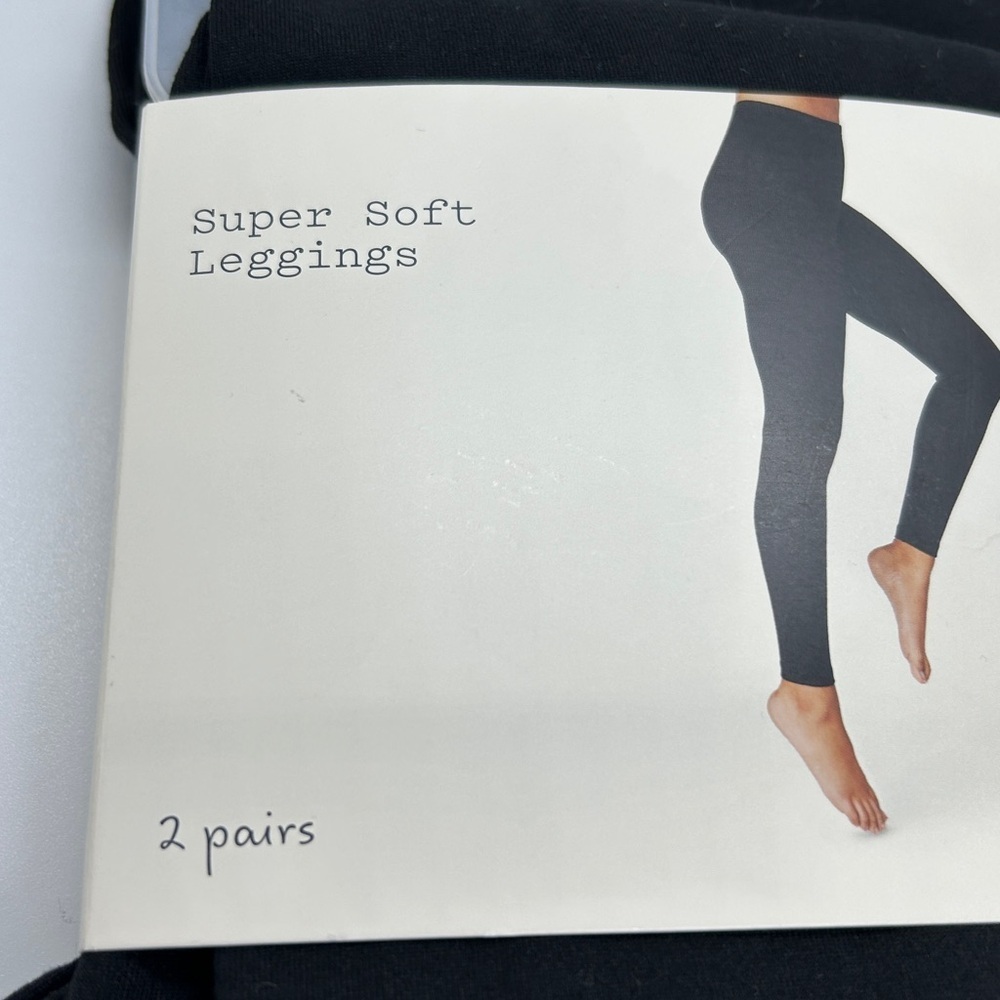 A New Day Jet Black Soft Leggings Size Medium Two pieces NWT - Picture 3 of 7